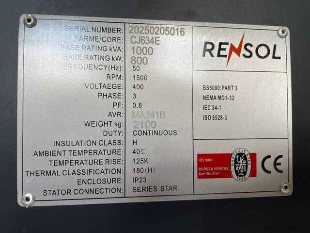 Generator set  DPX CJ634E - 1000 kVA Alternator - DPX-33915