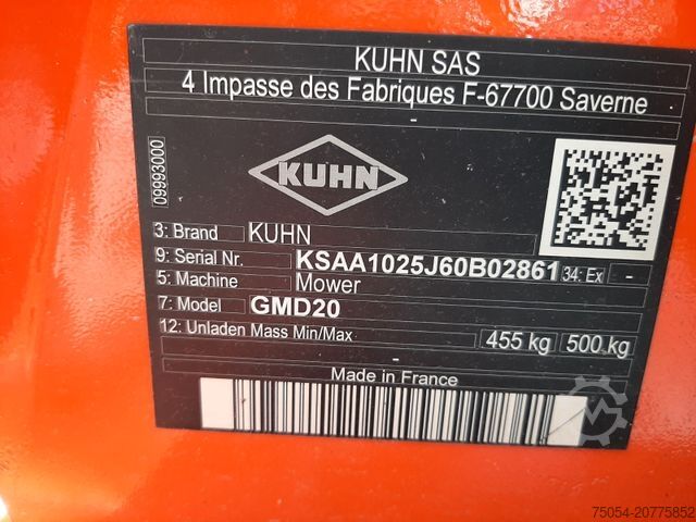 Tecnologia de feno KUHN Heckmähwerk GMD 20 (2m breit)