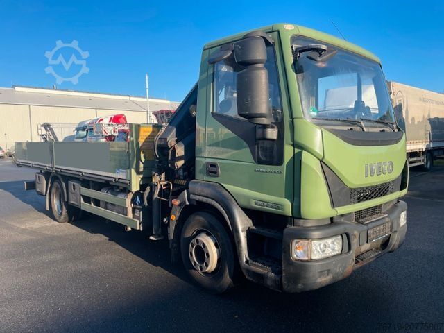 Flatbed truck IVECO EuroCargo 160E25 Pritsche/Kran Euro 6,1.Hand