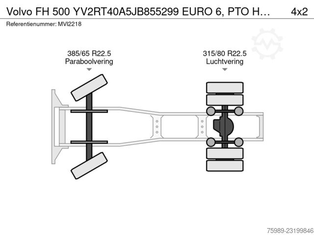 Volvo FH 500 YV2RT40A5JB855299 EURO 6, hidráulica de toma de fuerza, frigorífico, ITV válida hasta e Volvo FH 500 YV2RT40A5JB855299  EURO 6, PTO Hydraulic...