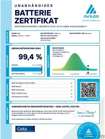 Κλειστό βαν OPEL Vivaro-e Kasten M (75-KWH) 99%SOH CarPlay Kamera