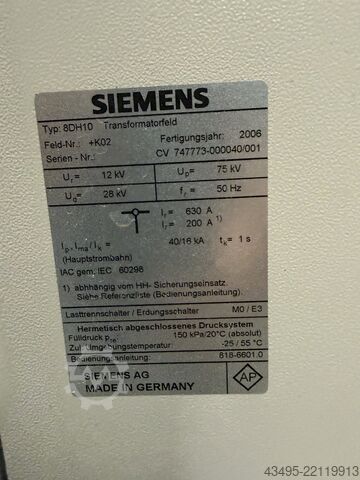 Tablou de comutaţie de medie tensiune Siemens 