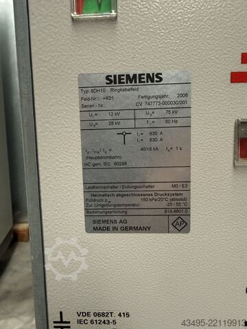 Tablou de comutaţie de medie tensiune Siemens 