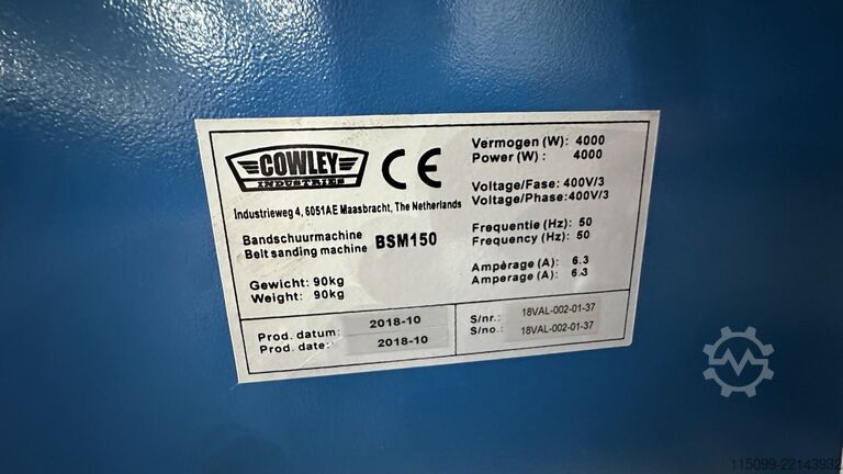 Båndslibemaskine Cowley industries BSM150