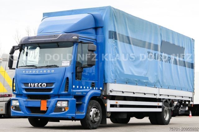 Flatbed truck with tarp IVECO 120E25 Eurocargo Pritsche Plane Bordwände LBW E5