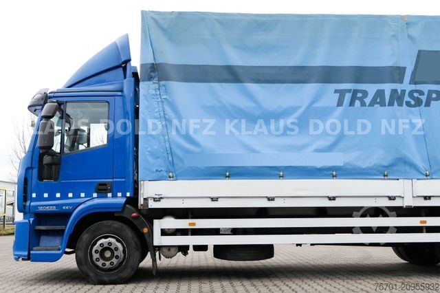 Flatbed truck with tarp IVECO 120E25 Eurocargo Pritsche Plane Bordwände LBW E5