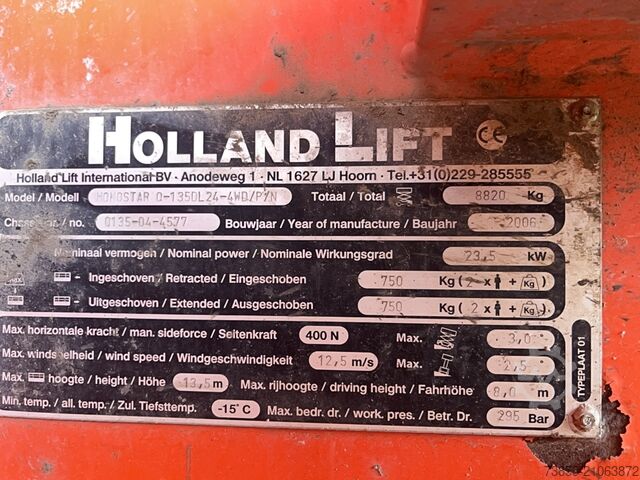 Makaslı kaldırma masası Holland-Lift Q135-DL24 Monostar (13.5 m)