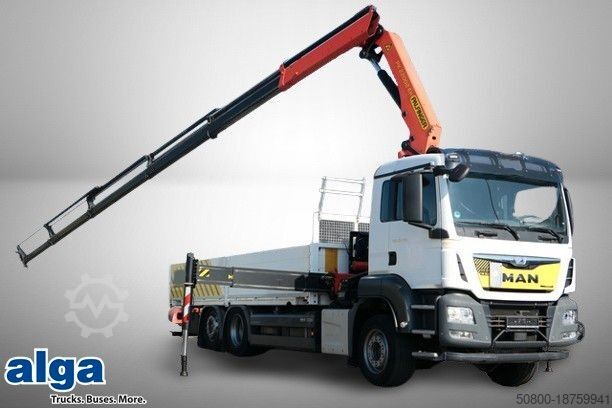 Flatbed truck MAN 26.440 TGS LL 6x2, Palfinger PK 22002, Klima,AHK