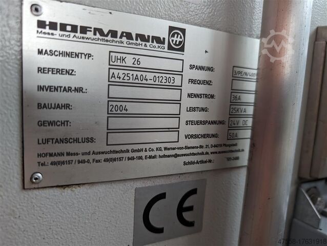 Auswuchtmaschine horizontal für Rotoren HOFMANN UHK 26