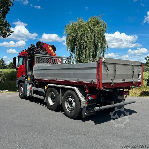 Autocamion basculant tridirecțional MAN TGS 28.480 6x4-4 ALLRAD KRAN 19m SEILWINDE Wechs