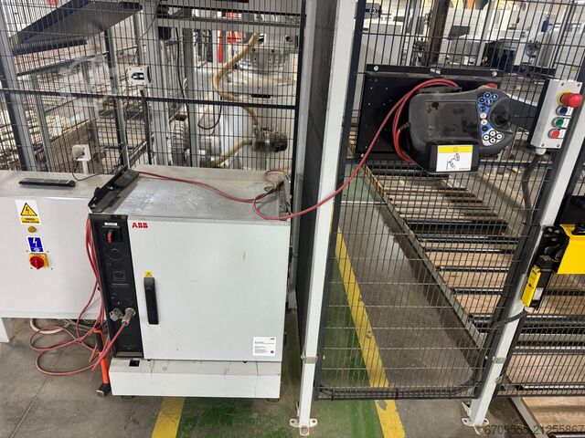 WEINIG + ABB Robot automatic gluing and sizing line WEINIG PowerMat 2400+ ProfiPress T 5500 HF