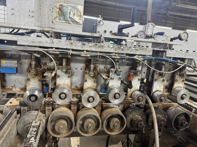 WEINIG + ABB Robot automatic gluing and sizing line WEINIG PowerMat 2400+ ProfiPress T 5500 HF