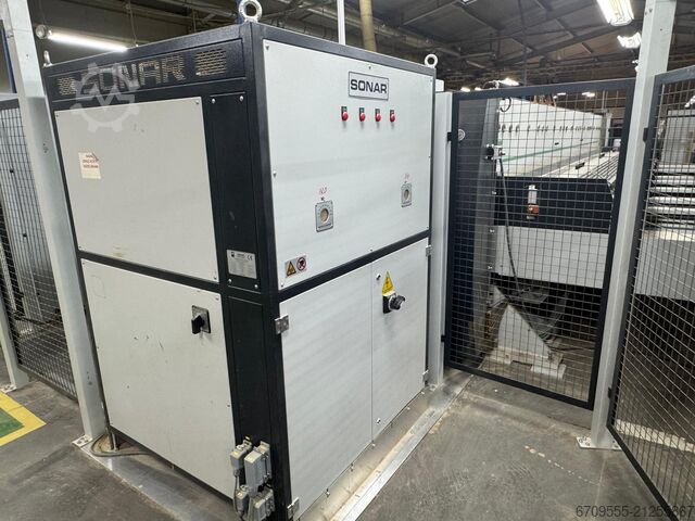 WEINIG + ABB Robot automatic gluing and sizing line WEINIG PowerMat 2400+ ProfiPress T 5500 HF