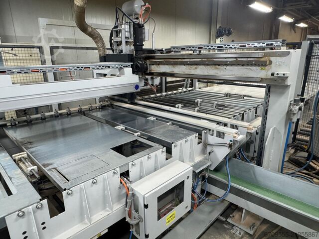 WEINIG + ABB Robot automatic gluing and sizing line WEINIG PowerMat 2400+ ProfiPress T 5500 HF