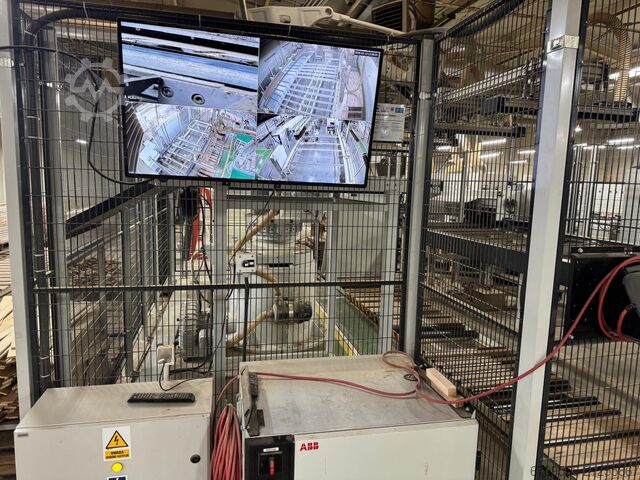 WEINIG + ABB Robot automatic gluing and sizing line WEINIG PowerMat 2400+ ProfiPress T 5500 HF