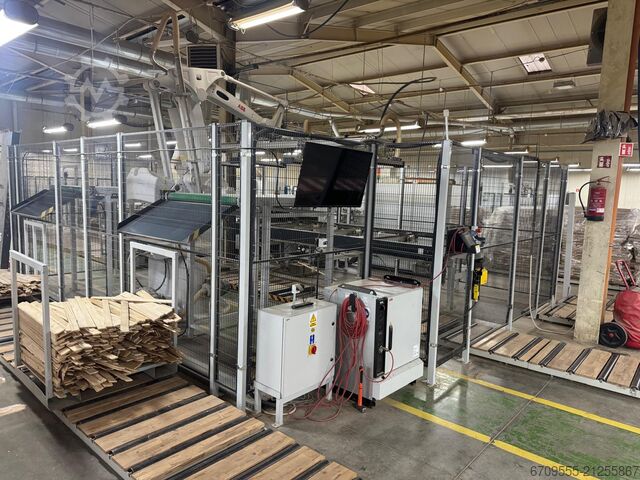 WEINIG + ABB Robot automatic gluing and sizing line WEINIG PowerMat 2400+ ProfiPress T 5500 HF