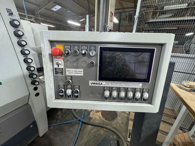 WEINIG + ABB Robot automatic gluing and sizing line WEINIG PowerMat 2400+ ProfiPress T 5500 HF