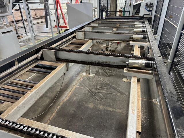 WEINIG + ABB Robot automatic gluing and sizing line WEINIG PowerMat 2400+ ProfiPress T 5500 HF