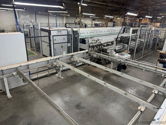 WEINIG + ABB Robot automatic gluing and sizing line WEINIG PowerMat 2400+ ProfiPress T 5500 HF