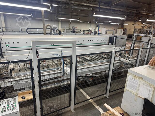 WEINIG + ABB Robot automatic gluing and sizing line WEINIG PowerMat 2400+ ProfiPress T 5500 HF