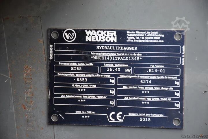 Mini-pelle WACKER NEUSON ET 65 - 1600 Hours