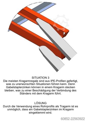 Cantilever racking, heavy-duty racking for long goods ca. 4 lfm. Kragarmregal H: 400cm ,Fuß +3 650 kg Belastung pro Arm , Langgutregal
