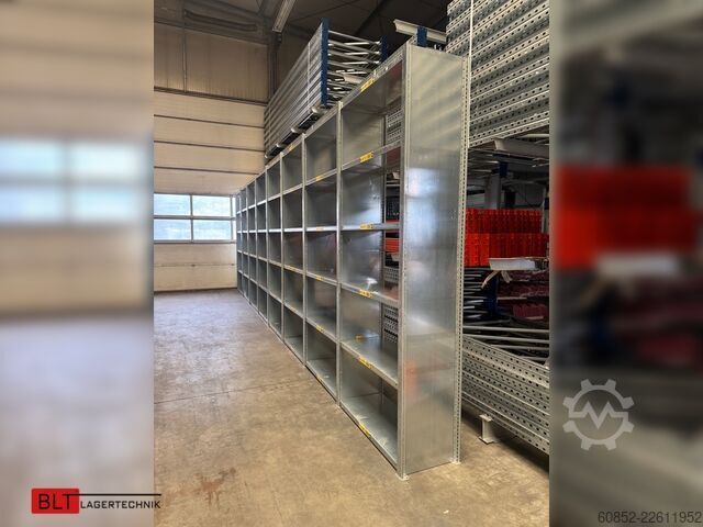 Modulární police ca. 8,06 lfm. Fachbodenregale META Clip, H: 250 cm , T: 40 cm , 100 kg pro Ebene