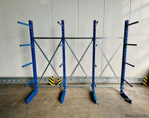 Konzolový regál ca. 3,15 lfm. Kragarmregal mit Fachböden H: 250cm 140 kg/Arm META Multistrong
