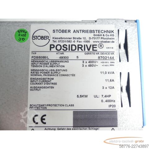 Componente Stöber FDS5055/L Posidrive Servoantrieb HW 11 SW 5.3C SN: 8702144
