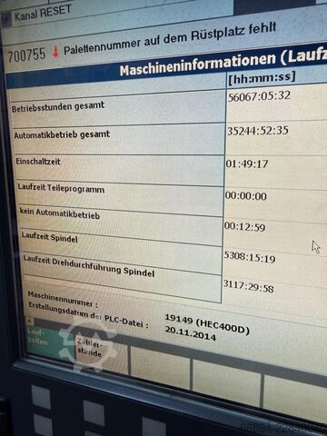 Horizontaal bewerkingscentrum starrag Heckert HEC 400 D