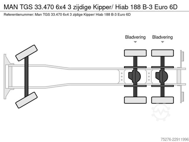 3-sidet tippelad MAN TGS 33.470 6x4 3 zijdige Kipper/ Hiab 188 B-3 E...