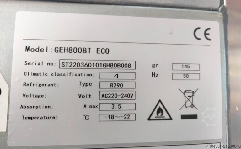 Edelstahl-Backwaren-Kühlschrank mit 1 Tür LG2 GE800BT