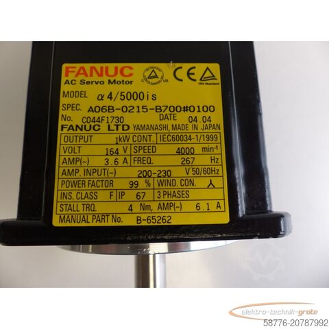 Besturingsunit Fanuc A06B-0215-B700 # 0100Servo Motor SN: C044F1730 + A860-2000-T321 Pulsecoder