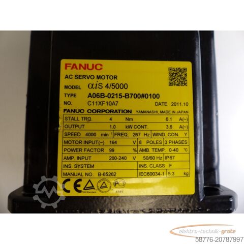 Besturingsunit Fanuc A06B-0215-B700 #0100 ohne Drehgeber! AC Servo Motor SN: C11XF10A7