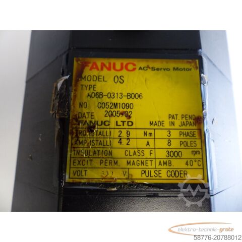 Besturingsunit Fanuc A06B-0313-B006 SN: C052M1090 AC Servo Motor