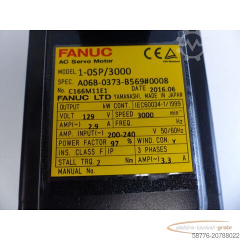 Besturingsunit Fanuc A06B-0373-B569 # 0008 AC Servo Motor SN: C166M11E1 + Pulsecoder