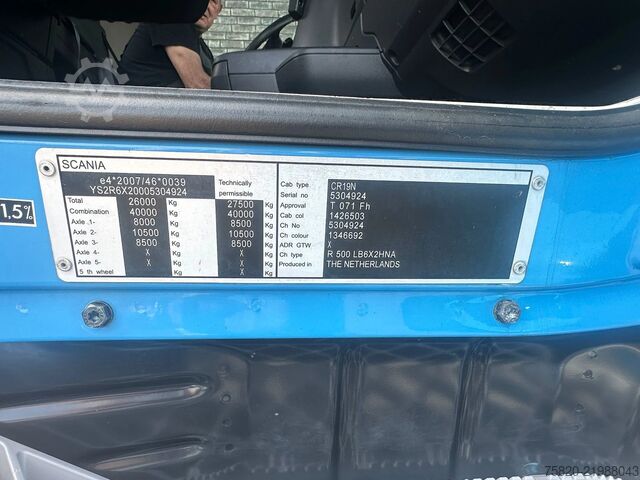 Haakarmsysteem Scania R500 V8 6X2 MET HIAB MULTILIFT XR21S61 HAAKARMS...