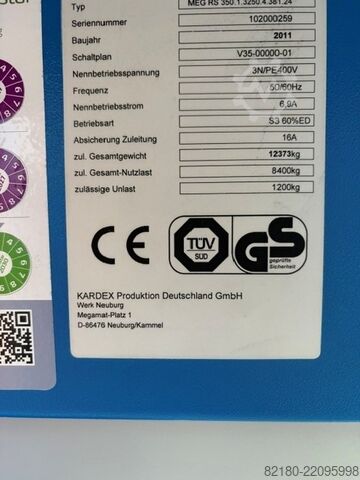 ανελκυστήρας αποθήκης Kardex MEG RS 350