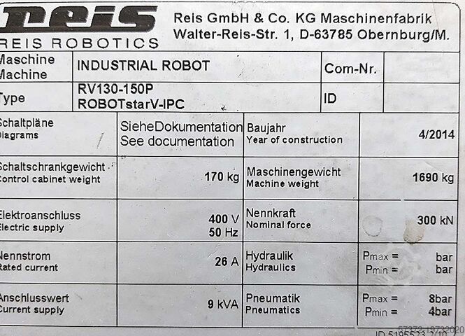 Ledade robotar Reis RV 130-150P/RL130