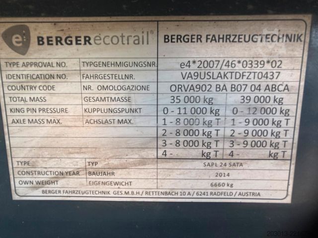 Remorque-citerne semi-remorque BERGER SAPL 24 SATA Tankauflieger