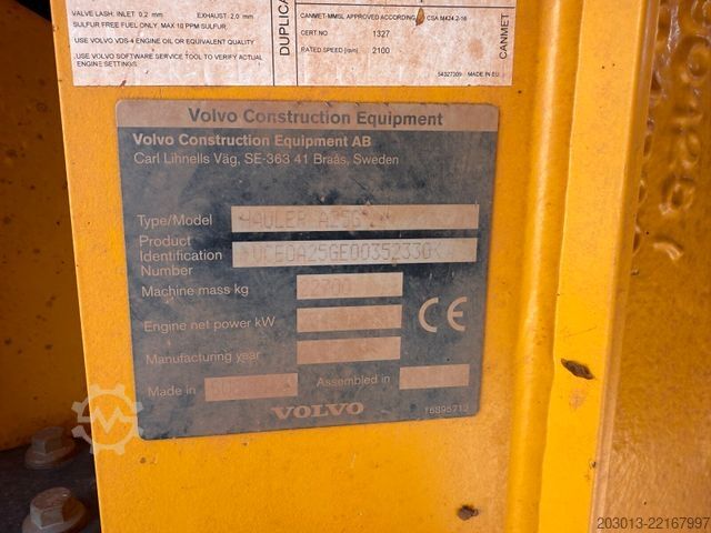 Autre VOLVO A25G Dumper 9.564 h Baujahr 2021