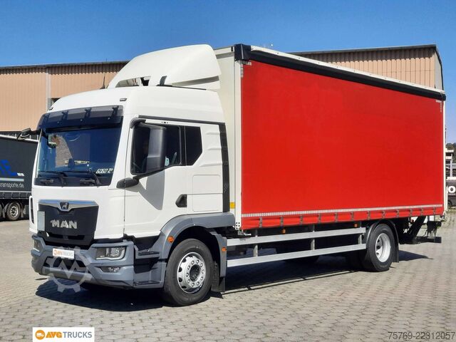 Camión plataforma con toldo MAN 15.290 TGM TM 2 Liegen LBW Schiebeplane Edscha