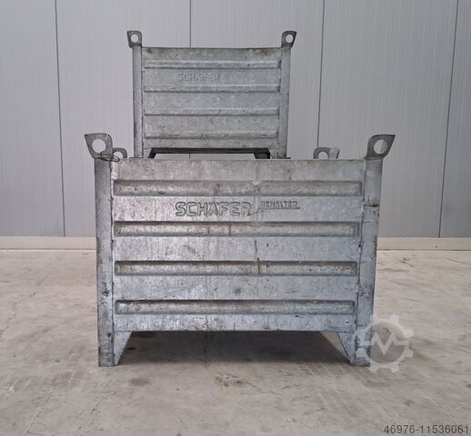 Stapelcontainer Container Metalen container SSI Schäfer / Feuerverzinkt / 3 Stück / Abm.: 850x550x670mm (BxTxH) / 4 Kranösen