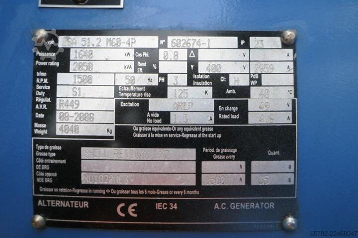 2008 MTU 16V4000G63 - 2200 kVA MTU 16V4000G63