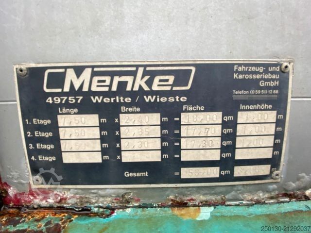Hästtransportsläp MENKE-JANZEN 3.Stock Viehanhänger 56m² 40 km/h Zulassung