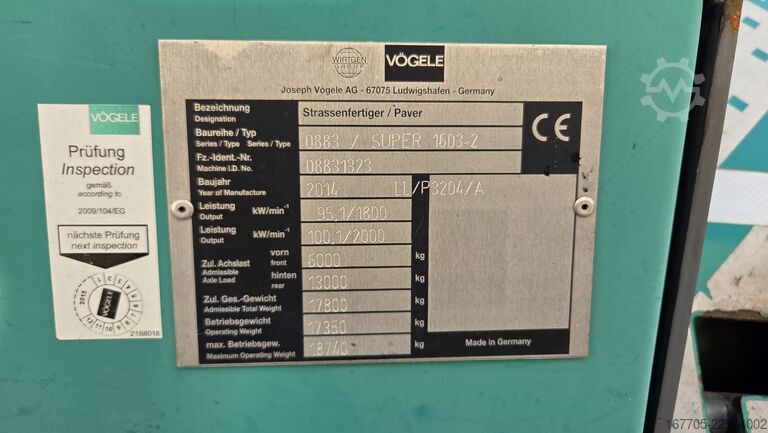 Asfalteermachine Vögele 1603-2