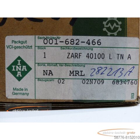Componente INA ZARF 40100 L TN A Nadel-Axial-Zylinderrollenlager  !