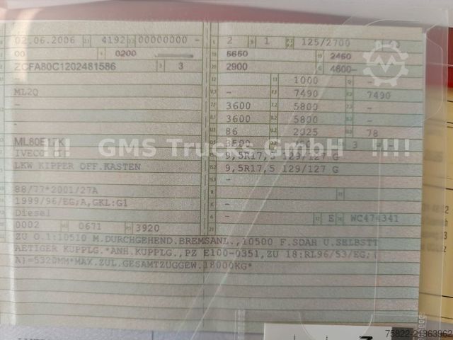 Φορτηγό ανατρεπόμενο βαν IVECO Eurocargo 80E17 / Meiller / AHK / load 2,9ton