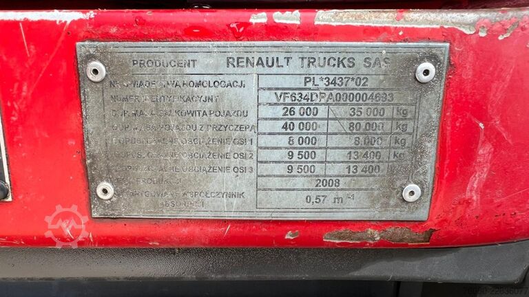 Šasija sa taksijem Renault Kerax 450 DXI (BOITE MANUELLE / LAMES / GRAND P...