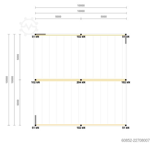 Tároló platform 10x10m Lagerbühne , Belastung : 500kg/qm Unterkante: 3m ,ca. 100qm , Systembühne